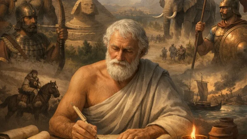 È stata la prima persona a narrare gli usi e le guerre di molte popolazioni senza favorire i Greci, considerandoli superiori. L'opera di Erodoto ci è giunta divisa in nove libri ed è l'autore stesso a presentarla come "esposizione della propria historia".