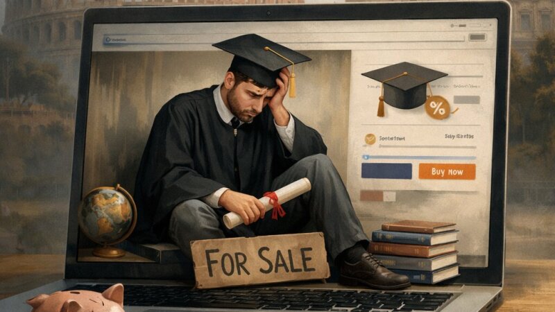 Annuncio insolito su eBay: la vendita della laurea in Scienze Politiche tra ironia e crisi