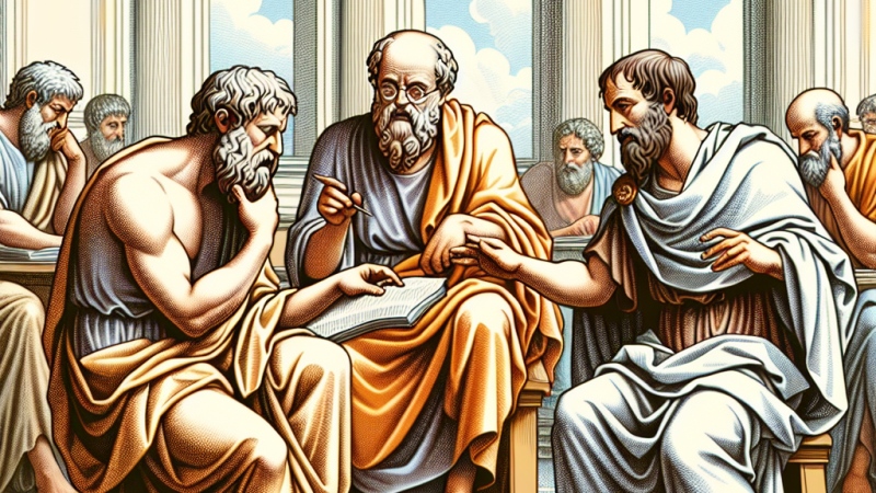 Aristotele e Socrate ai tempi della scuola dell'antica Grecia
