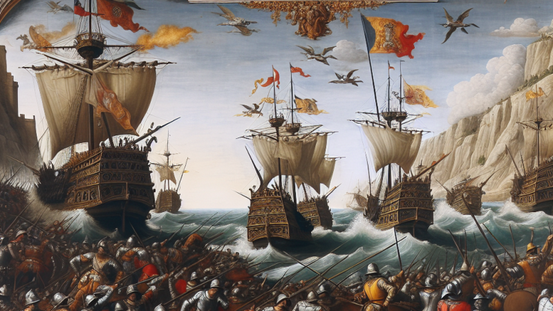 Battaglia di Lepanto nell'Armeria degli Uffizi tramite affreschi di Ludovico Buti