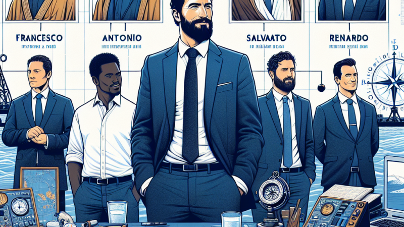 Capo Papa e il personale dell'ufficio idrografico: Francesco, Antonio, Salvatore, Renato e Leonardo