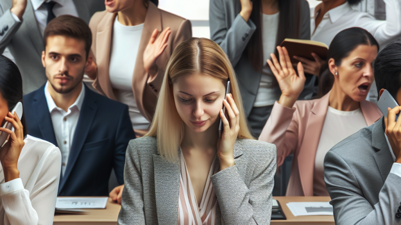 Colleghi che fanno rumore con suonerie di telefonini e parlano ad alta voce in ufficio