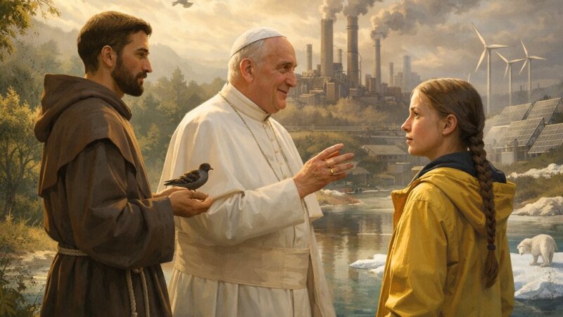 Confronto tra i messaggi sull’ambiente di San Francesco, Papa Francesco e Greta...