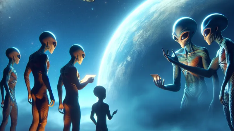 Costruzione di un racconto ispirato all'impostazione di Asimov: un popolo evoluto osserva da un mondo lontano un aspetto della vita umana.