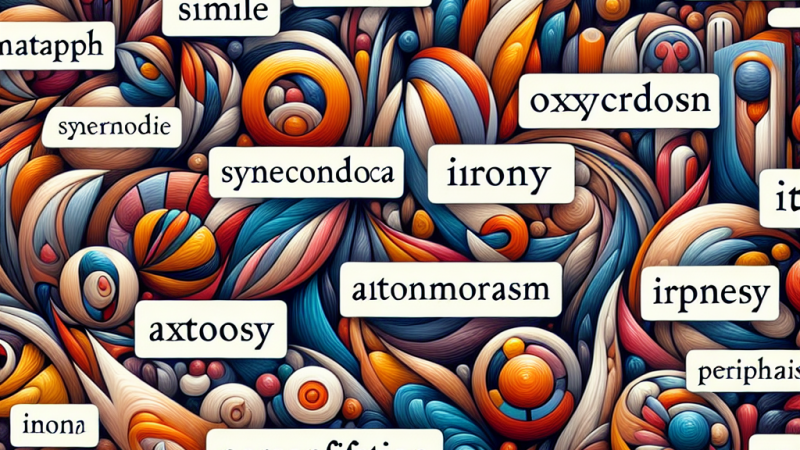Esempi di figure retoriche: Similitudine, metafora, metonimia, sineddoche, allegoria, ossimoro, ironia, litote, antonomasia, perifrasi, eufemismo, iperbole, personificazione, sinestesia