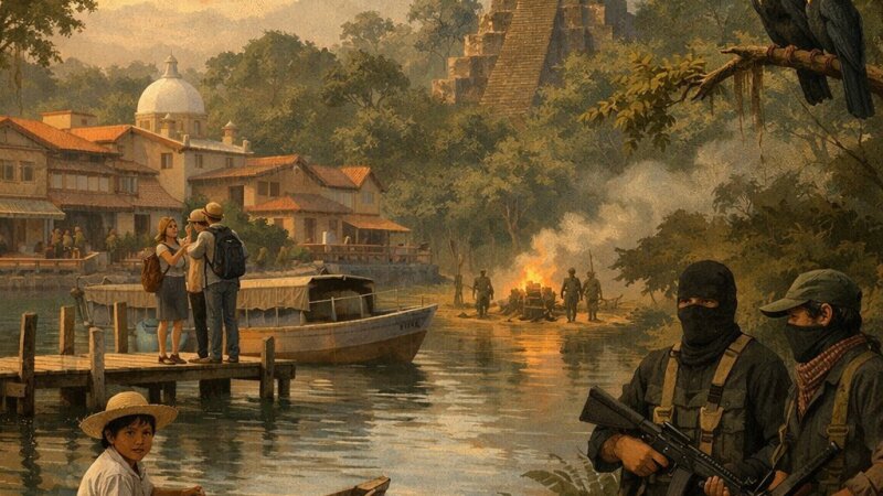 Flores e Tikal nel 1996: La vita quotidiana e l'impatto del turismo e della guerriglia in...