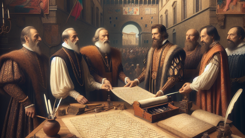 Il 10 ottobre, un documento di istruzioni vergato da Vincenzo de’ Medici, depositario di Ferdinando I, fu consegnato ai quattro uomini destinati a partire: Cristofano Pandolfini, Vincenzo Di Nello, Giovan Battista de’ Nobili e Cosi