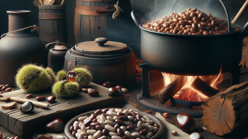 Il periodo di origine del piatto culinario 'fagioli e castagne'