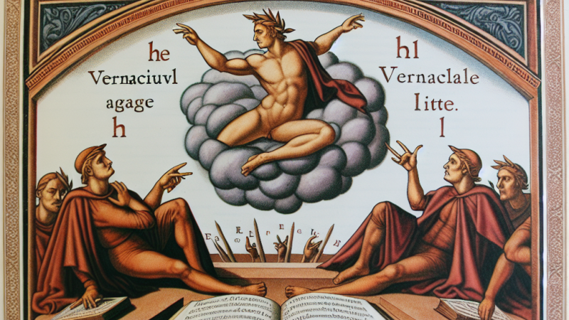 Illustrazione della teoria linguistica di Dante nel "De vulgari eloquentia