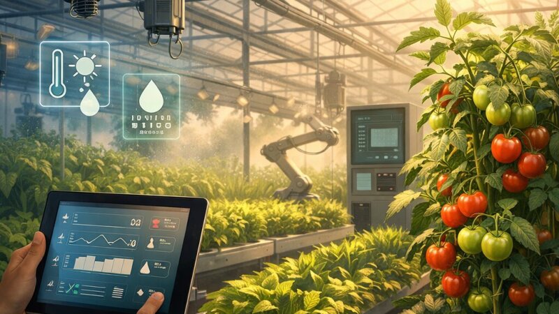 Introduzione alle moderne tecniche di coltivazione per una specifica coltura: gestione automatizzata del clima e della nutrizione nelle serre