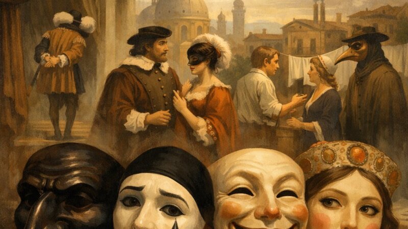 La situazione del Seicento e le maschere teatrali: Arlecchino, Pulcinella e una riflessione sulle maschere reali e simboliche nella vita quotidiana