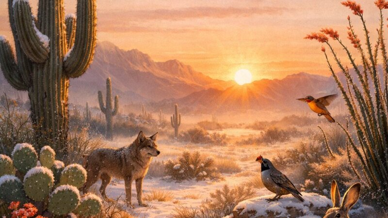 L'alba d'inverno nel deserto di Sonora, in Messico: una descrizione romanzata
