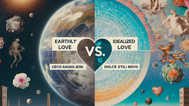 L’amore terreno vs. l’amore idealizzato: Confronto tra la visione disillusa di Cecco Angiolieri e quella del Dolce Stil Novo.