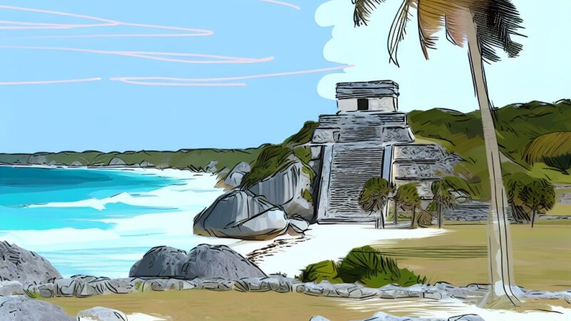 Le rovine di Tulum e le sue spiagge adiacenti a metà degli anni '90