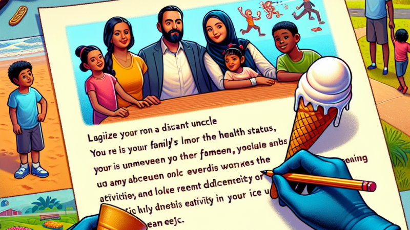 Lettera a uno zio lontano: aggiornamenti sulla salute della famiglia, attività recenti e lavori nella gelateria