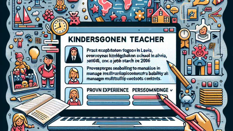Lettera per la posizione di educatrice presso l'asilo nido: Esperienza nella scuola dell'infanzia all'estero (Lettonia) dal 2006. Ricerca di occupazione a partire dal 2025