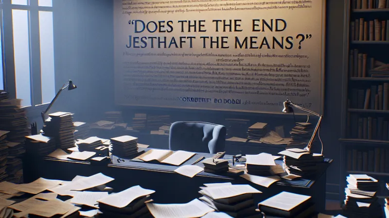 Norberto Bobbio (1909-2004), filosofo della politica: nel saggio 'Etica e politica' pone una serie di domande retoriche derivate dall'espressione proverbiale 'il fine giustifica i mezzi'