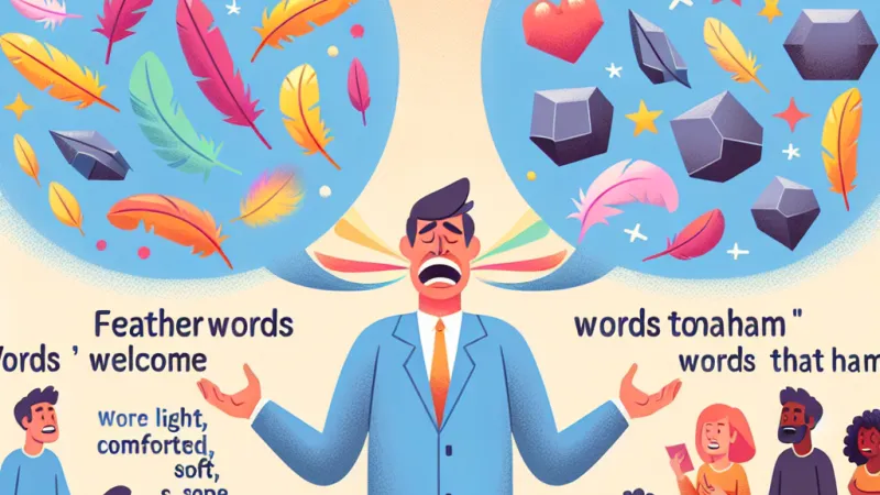 Parole che accolgono e parole che feriscono: Quando e con chi utilizzo parole piuma che accarezzano e danno conforto, e quando e con chi utilizzo parole pietra. Riflessione su cosa provano le persone che vengono ferite dalle mie parole.