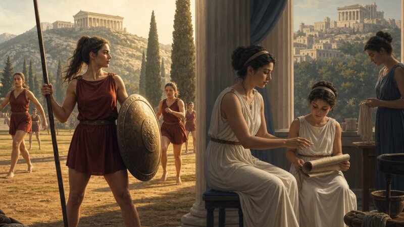 Qual è la differenza nell'istruzione tra le donne di Sparta e quelle di Atene?