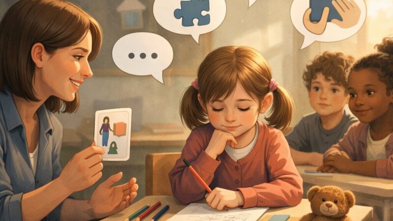 Relazione di inizio anno su una bambina molto timida con disabilità linguistiche