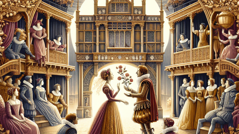Relazione in inglese sulla letteratura: il teatro elisabettiano e le opere di Shakespeare, con particolare riferimento a 'Romeo e Giulietta'.