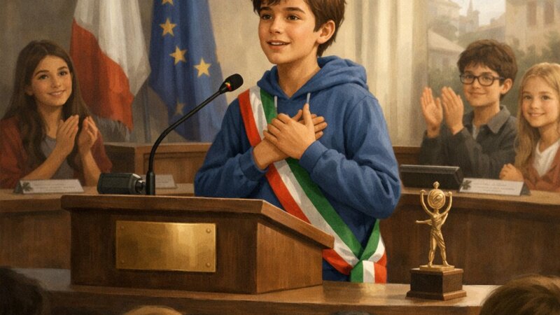 Ringraziare per la targhetta ricevuta come assessore allo sport nel Consiglio Comunale dei Ragazzi