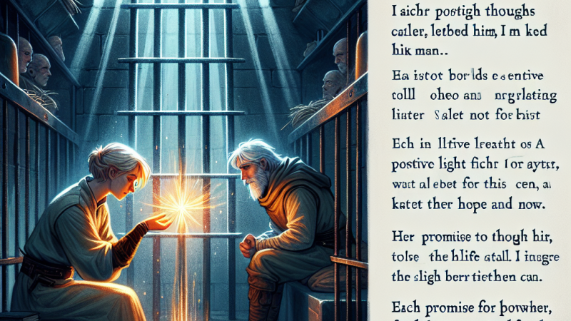 "Si ricordò delle ultime parole di Edric e delle promesse fatte: 'Devo essere forte per lui.' pensò. 'Non posso cedere ora.' Ogni pensiero positivo era una fiamma che teneva lontana l'oscurità della cella, ogni ricordo del fratello, una morsa che lo...
