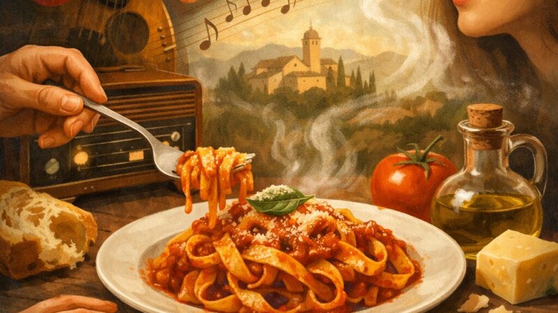 Tagliatelle al sugo: un testo descrittivo informativo basato sui cinque sensi