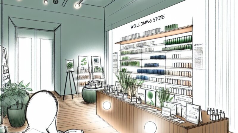 Teca di benvenuto nel negozio di cosmesi