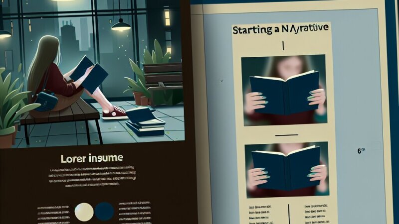 Testo narrativo: l'inizio con una ragazza seduta su una panchina che legge un libro