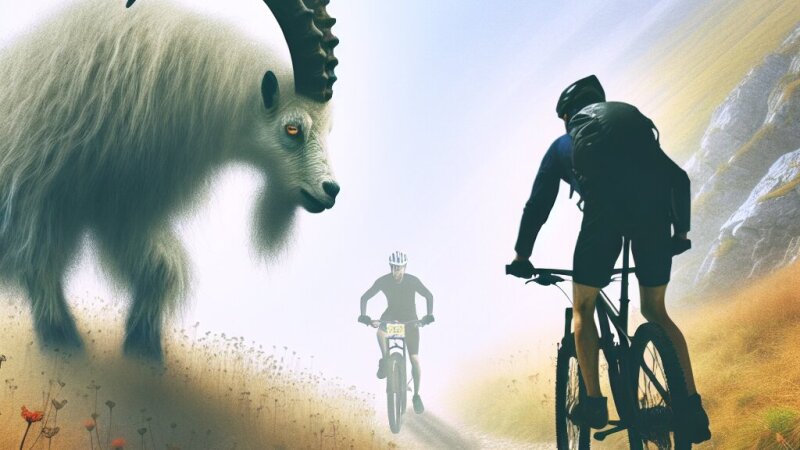 Un incontro inaspettato durante una gita in bicicletta: descrizione della scena con il caprone minaccioso