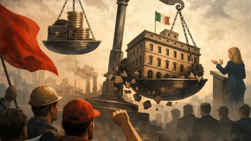 Un intervento sindacale della CGIL contro il governo Meloni